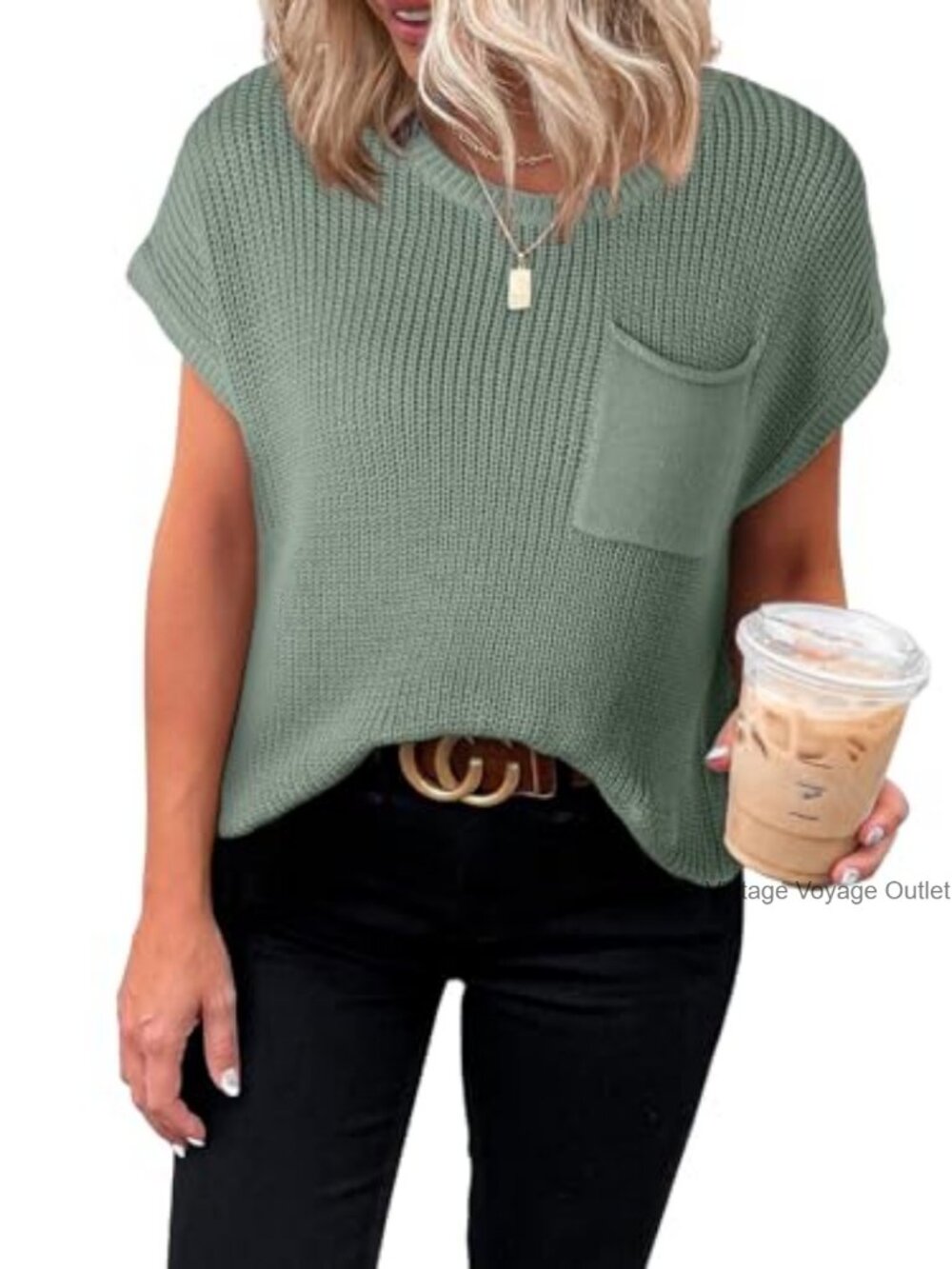 Dokotoo Short Sleeve Sweater Tunic Top Loose Knit Pullover